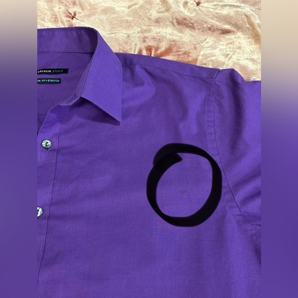 Medium Men's Bright Purple‎ Slim Fit Button-Down Shirt Van Heusen - Picture 4 of 8